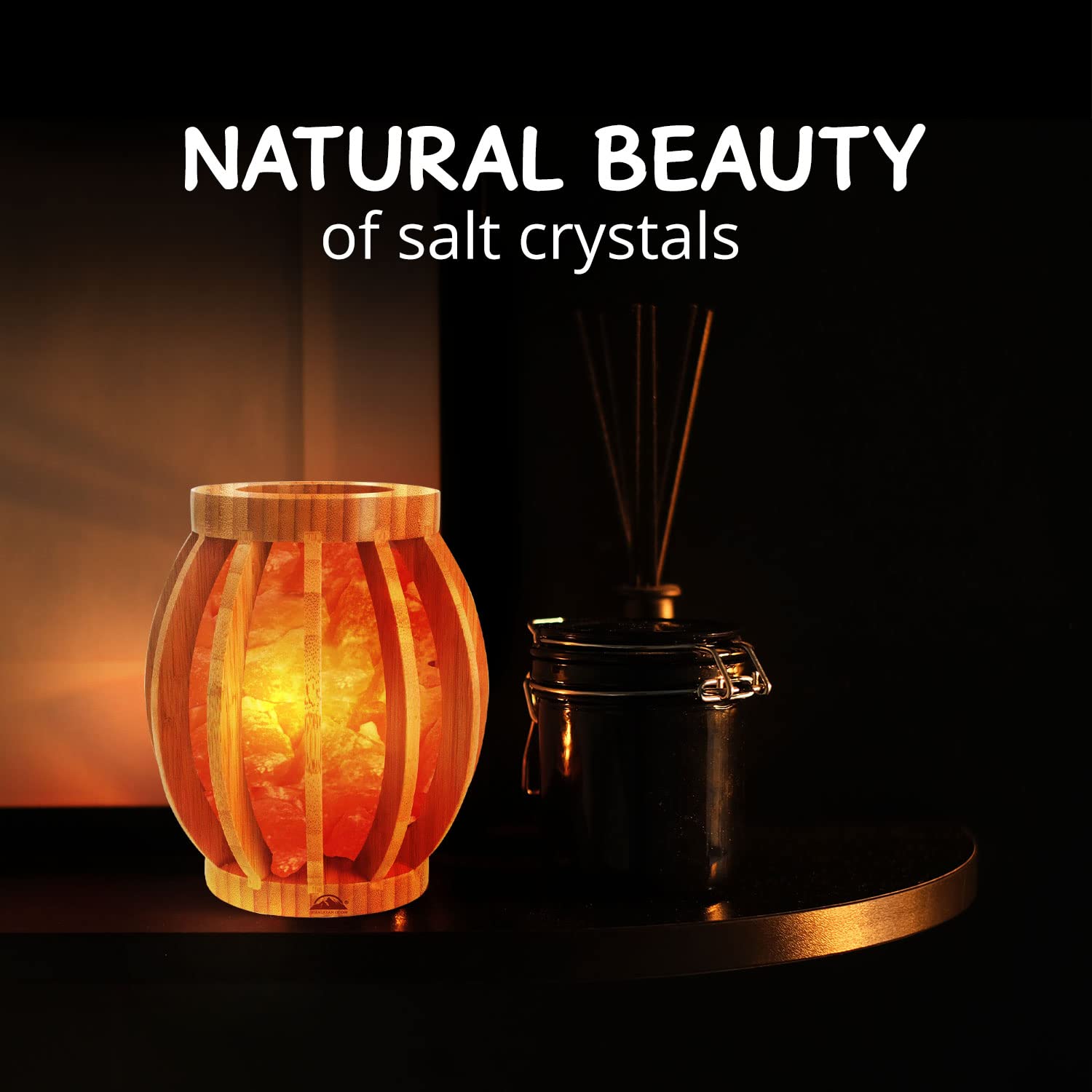 Himalayan Glow 1348 Basket Crystal Pink Salt Lamp - 5-7 lbs, ETL Certified, with Dimmer Switch & Nightlight Bulb | Natural Bamboo Base for Home Decor, Relaxation, Meditation & Ideal Gift