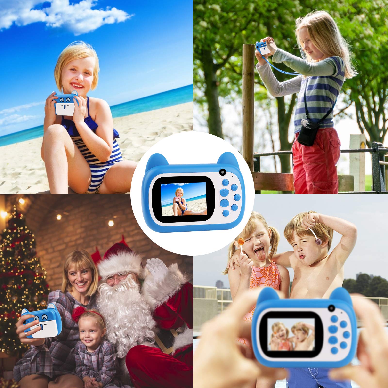 TOYOGO Instant Print Camera for Kids - Upgraded Digital Selfie Camera with 3 Rolls Print Paper, 1000mAh Battery, Dual Lens & 1080P HD Video - Perfect Birthday Gift for Boys & Girls | Fun for Parties, Travel & Family Memories (Blue)