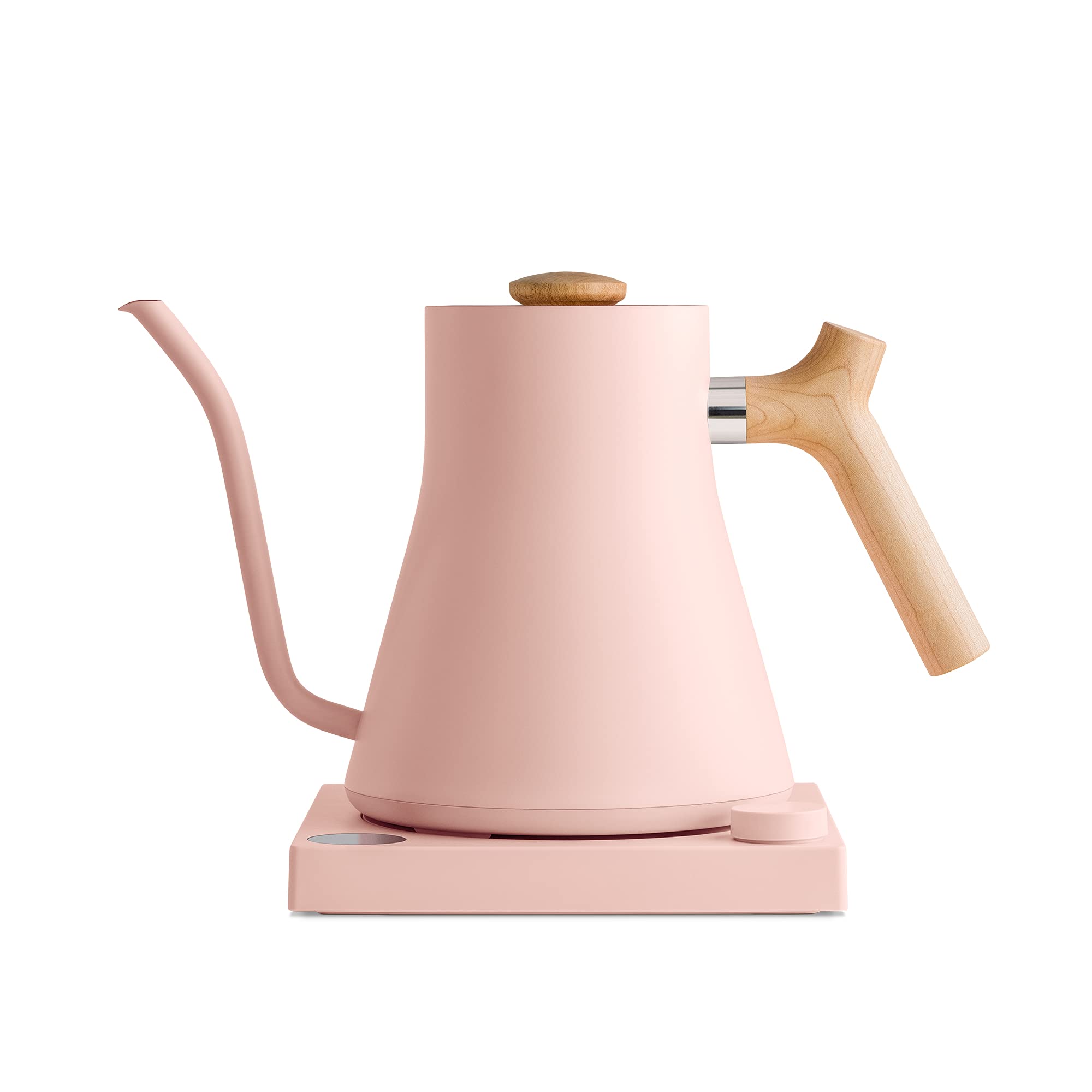 Fellow Stagg EKG Electric Gooseneck Kettle - Premium Stainless Steel Pour Over Coffee & Tea Kettle - Fast Heating Electric Water Boiler with Temperature Control - Perfect for Home Brewing, Specialty Coffee & Tea Lovers - Warm Pink with Maple Handle