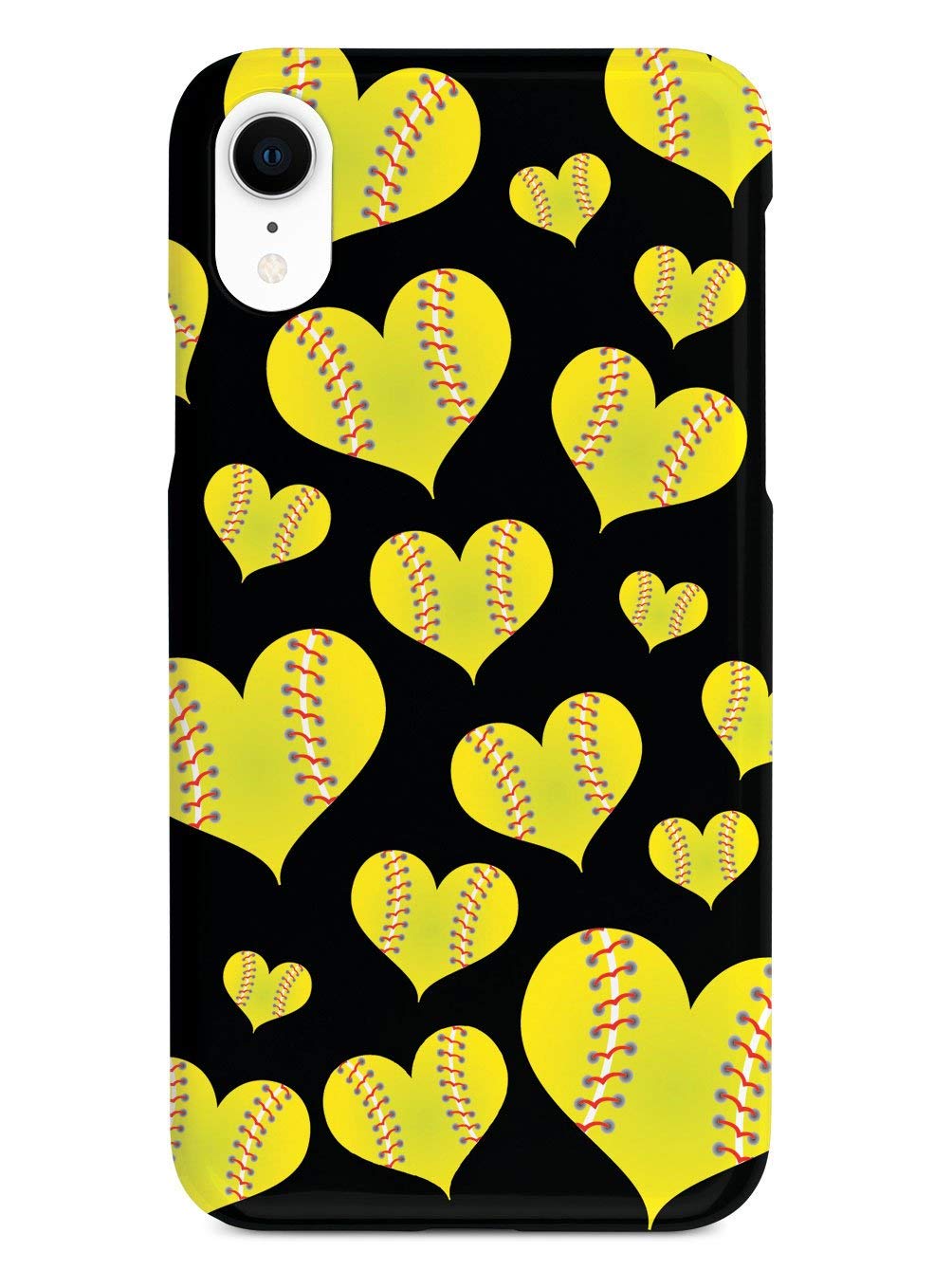 Inspired Cases - Compatible with iPhone XR Case - 3D Textured Protective Phone Cover for Apple iPhone XR - Softball Heart Design | Perfect for Everyday Use, Sports & Outdoor Activities