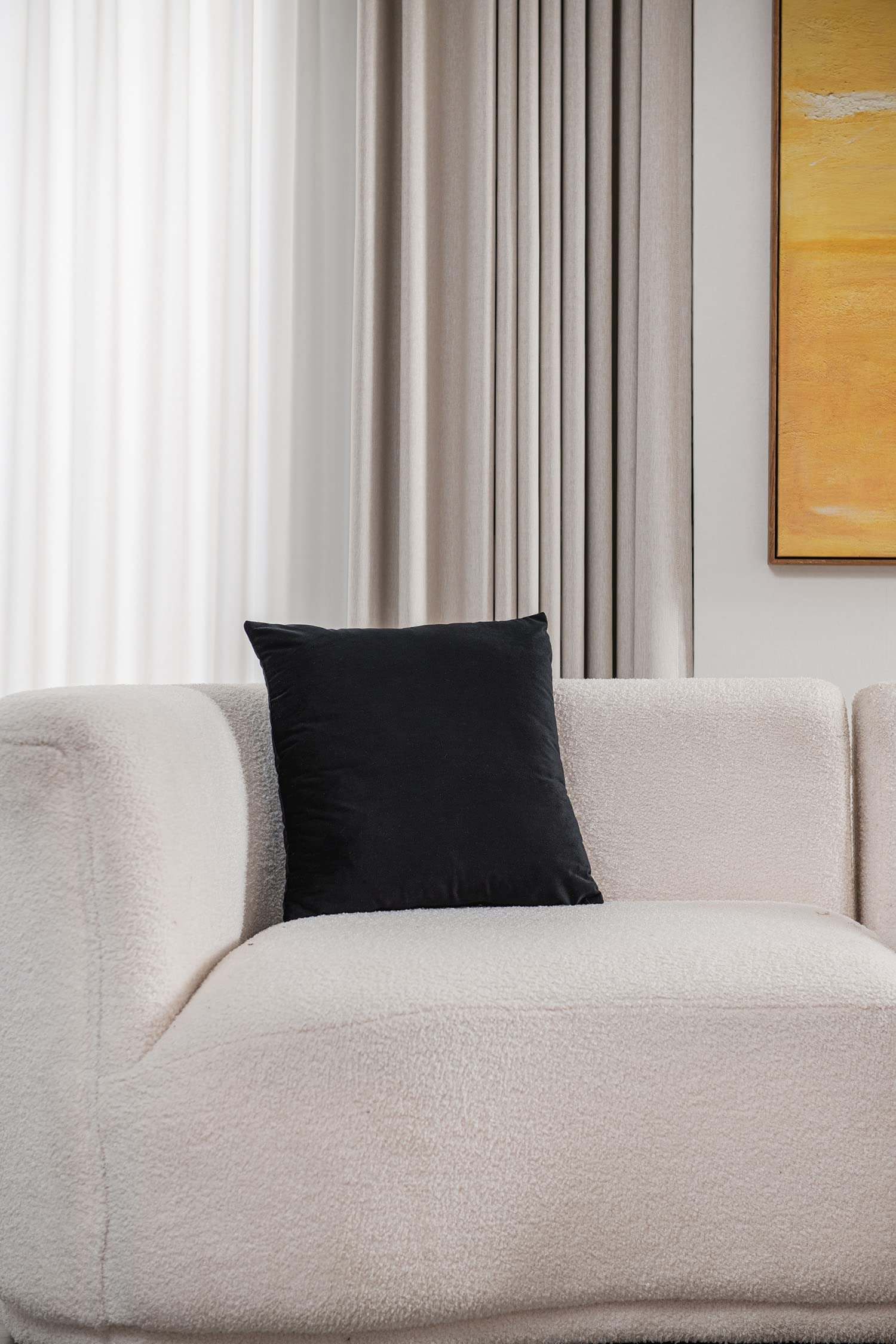 DEZENE 26x26 Inch Velvet Euro Pillow Covers - 2 Pack Soft Square Couch Pillow Shams for Living Room, Sofa & Bed - Cozy Oversized Throw Pillow Cases (Black) - Perfect for Home Decor, Lounge & Relaxation