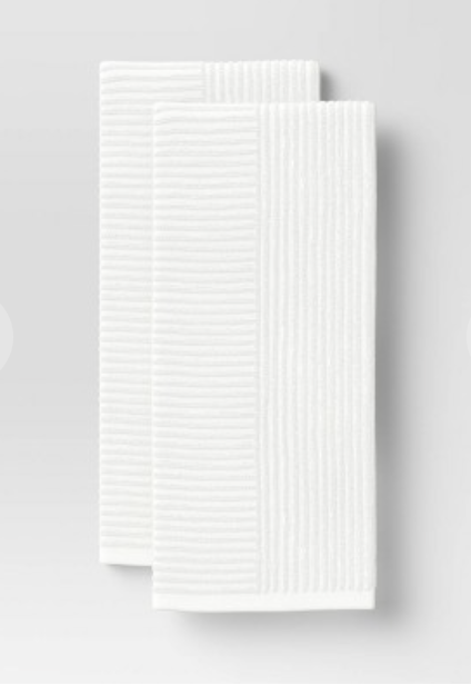 2-Pack Soft Cotton Ribbed Terry Kitchen Towels - Absorbent & Durable - Project 62™ - Perfect for Dish Drying, Hand Wiping & Home Decor