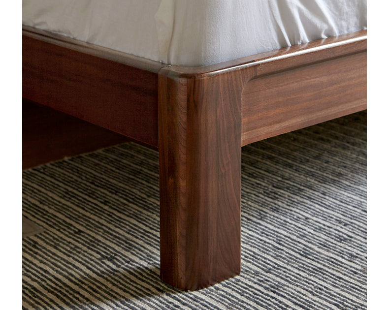 Premium Black Walnut Solid Wood Bed Frame - Queen Size, Handcrafted Hardwood Bed with Sturdy Support - Perfect for Master Bedroom, Guest Room & Farmhouse Decor