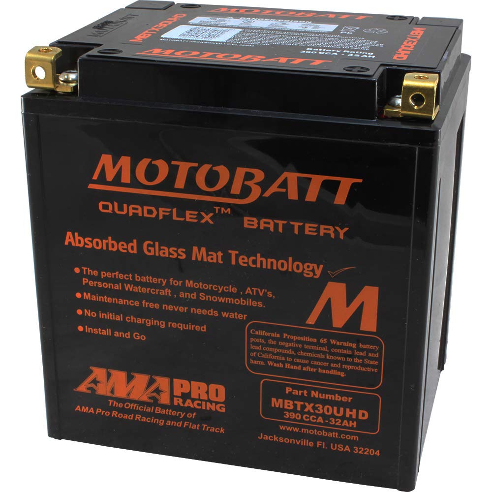 Motobatt MBRC35 Battery Charger with MBTX30UHD QuadFlex AGM Battery - Maintenance Charger for Motorcycles, ATVs & Powersports - Ready-to-Use Factory Activated Combo for Long-Term Vehicle Storage & Seasonal Maintenance