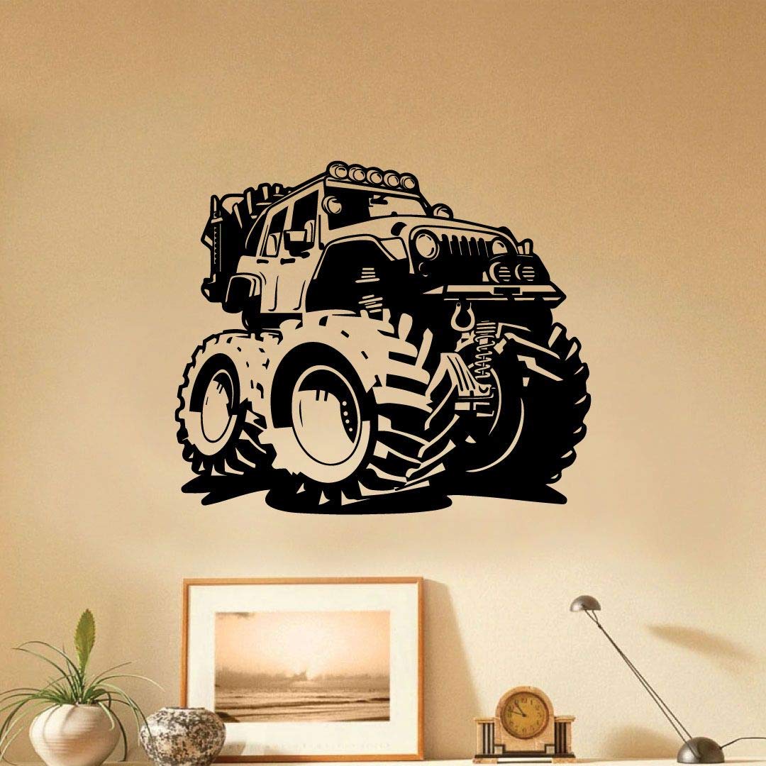 Big Wheels Monster Truck Toy Cars - 10x10 Inch Vinyl Wall Decal Stickers for Kids Room, Bedroom, Nursery & Kindergarten - Fun Home Decor & Wall Art for Boys and Girls - Perfect for Playrooms, Birthday Parties & Themed Bedrooms