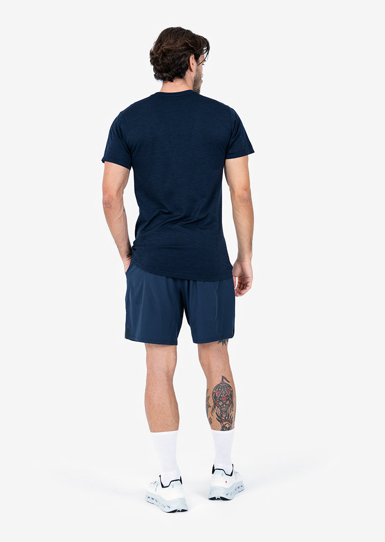 **Men's Seamless T-Shirt - Navy Melange - Soft & Breathable for Gym, Running & Everyday Wear**