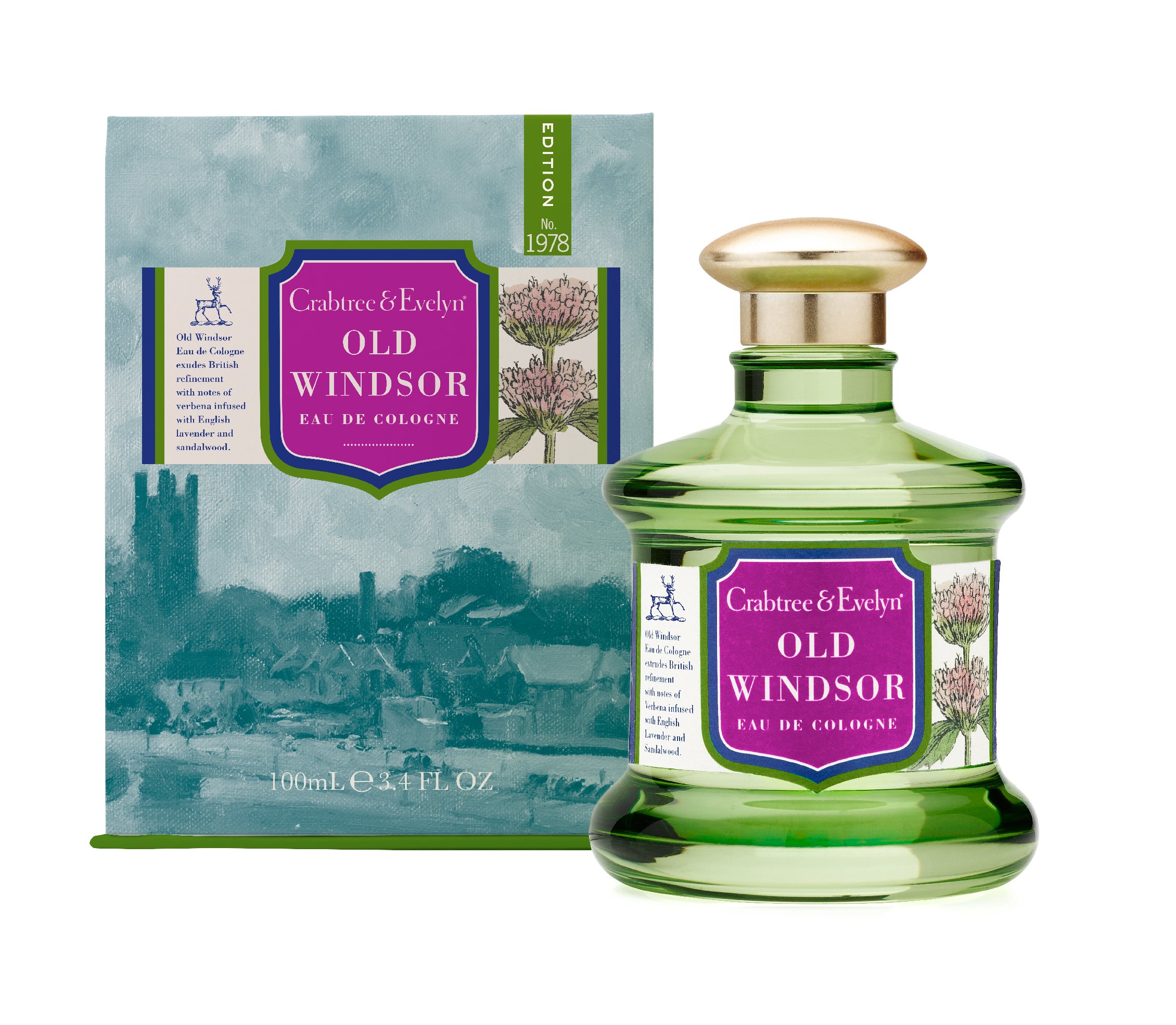 Crabtree & Evelyn Old Windsor Eau de Cologne for Men & Women - 3.4 Fl Oz (100ml) Luxury Fragrance - Perfect for Daily Wear, Special Occasions & Gifts