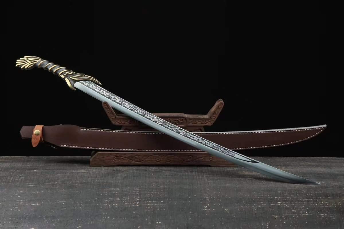 Premium Saber Camping Knife - High Manganese Steel Blade with Brass Fittings & Leather Scabbard - 38 Inch Survival Knife for Outdoor Adventures, Hunting, and Bushcraft