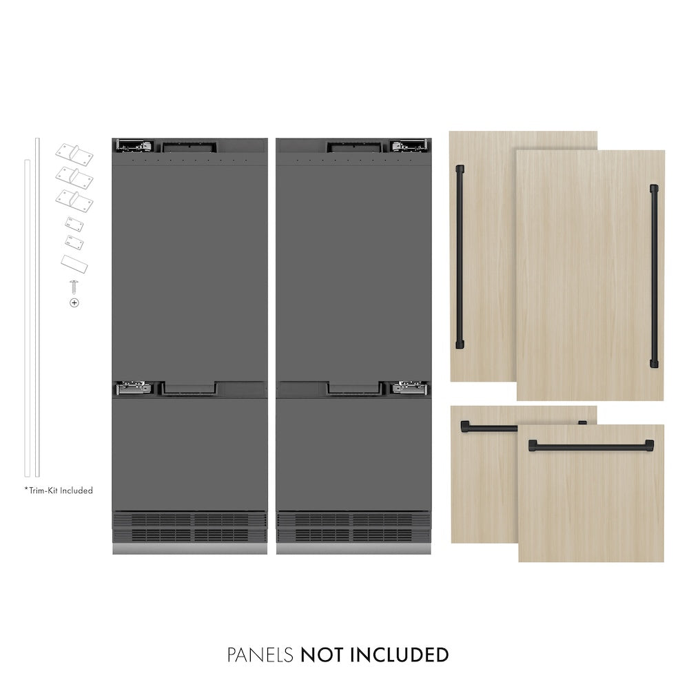 ZLINE Autograph Edition 60-Inch Built-In French Door Refrigerator - 32.2 cu.ft Capacity, Panel Ready, Bottom Freezer, Water Dispenser & Ice Maker - Graphite Gray Interior with Matte Black Accents (GRBIVZ 60 MB) - Perfect for Modern Kitchens & Luxury Homes
