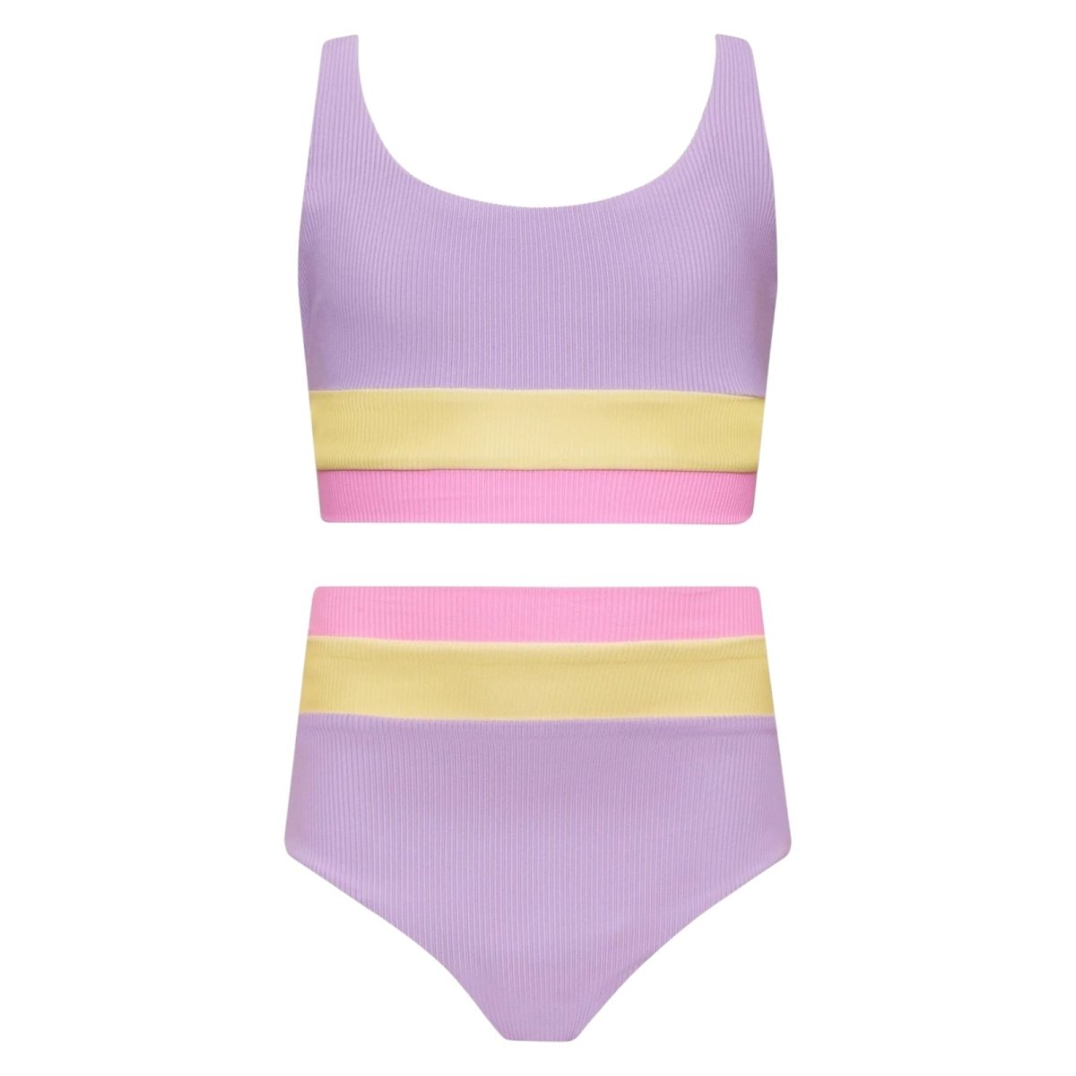 LIL MACKENZIE Heidi Color Block Two Piece Bikini Set - Trendy Swimwear for Women, Summer Beach Vacation & Pool Party Outfit
