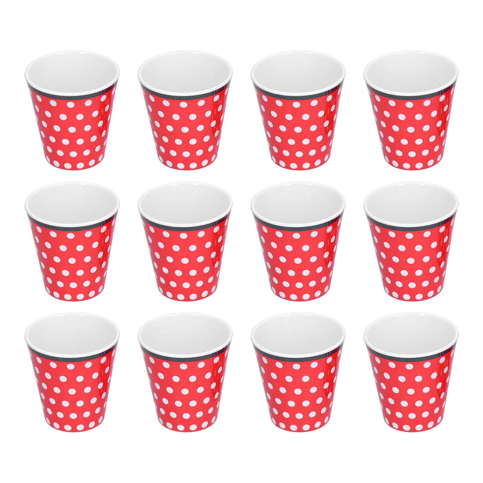 12-Piece Melamine Red Cup Set - Durable & BPA-Free Drinking Cups for School, Home, Parties & Outdoor Use
