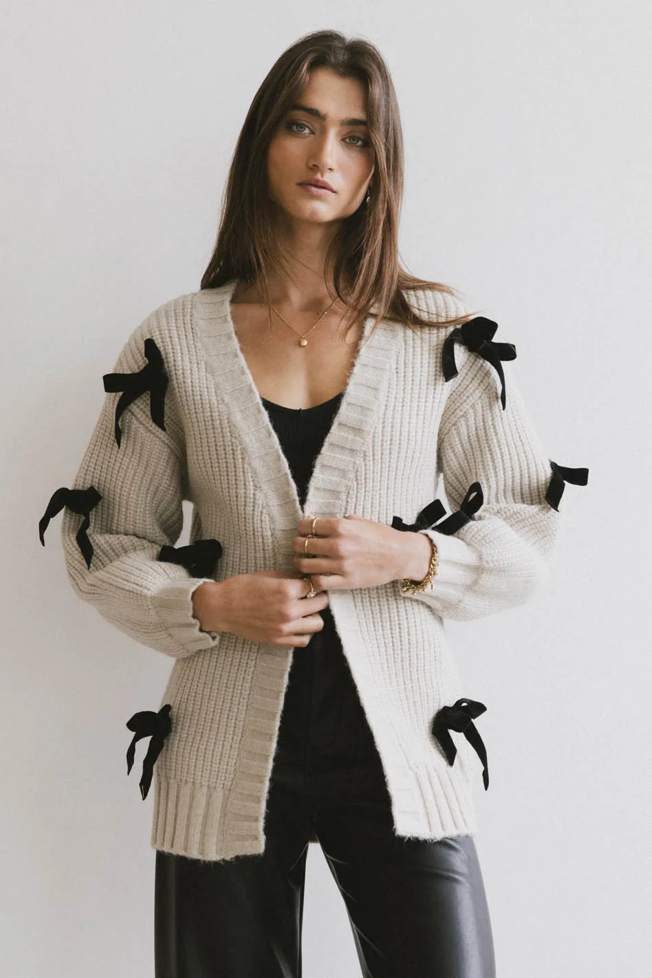 Ellery Bow Cardigan - Women's Elegant Knit Sweater with Bow Detail | Cozy & Stylish for Fall & Winter | Perfect for Office, Dates & Casual Outings