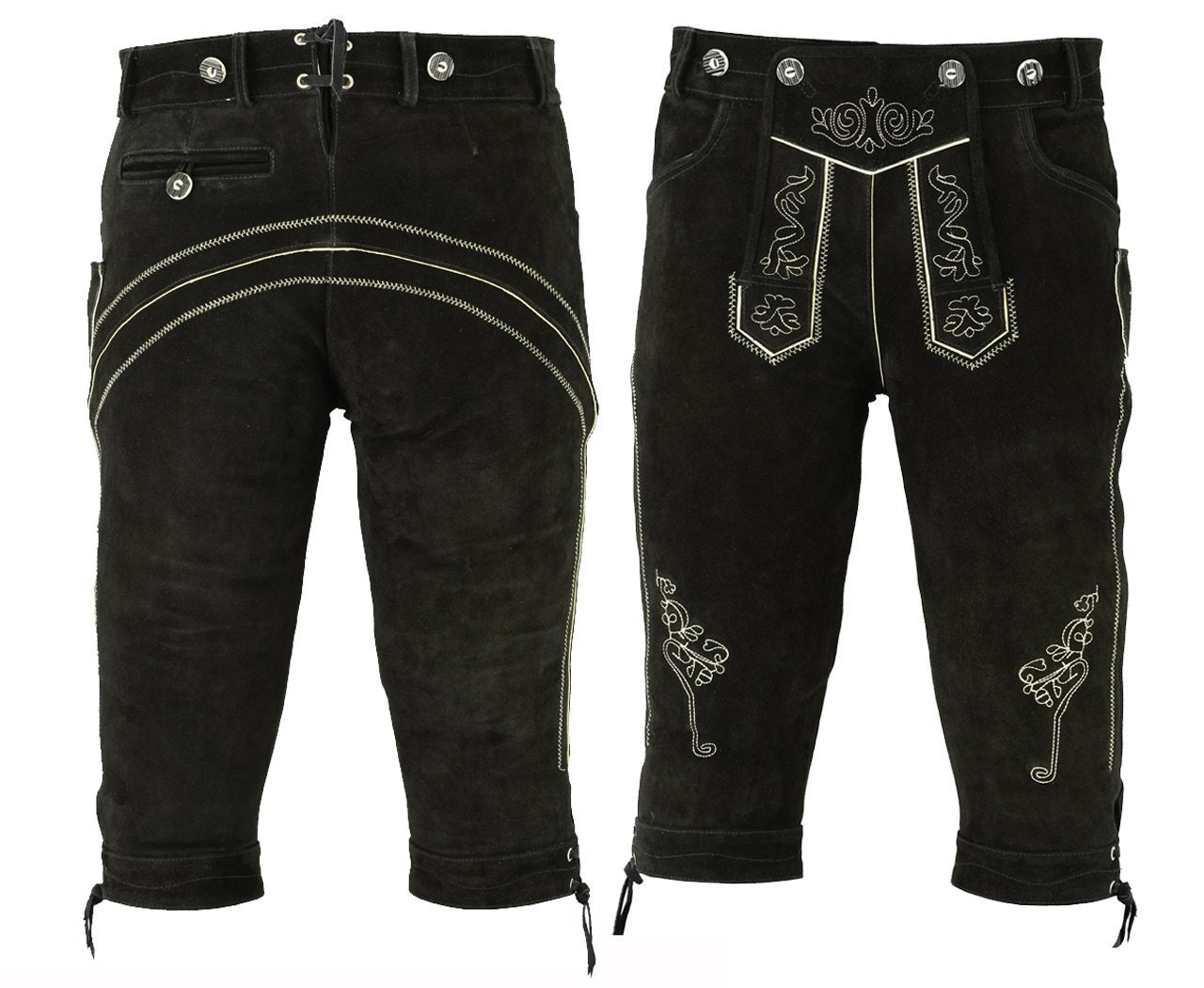 Authentic Bavarian Lederhosen Leather Shorts for Men - Black | Traditional German Oktoberfest Costume | Perfect for Oktoberfest, Beer Festivals, and Cultural Events