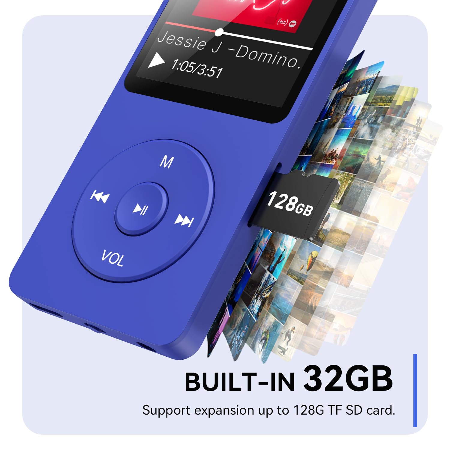 AGPTEK A02 MP3 Player with Noise Cancelling Earbuds - Portable Music Player for Running, Workout, Travel & Sleep | 8GB Storage, FM Radio, Voice Recorder