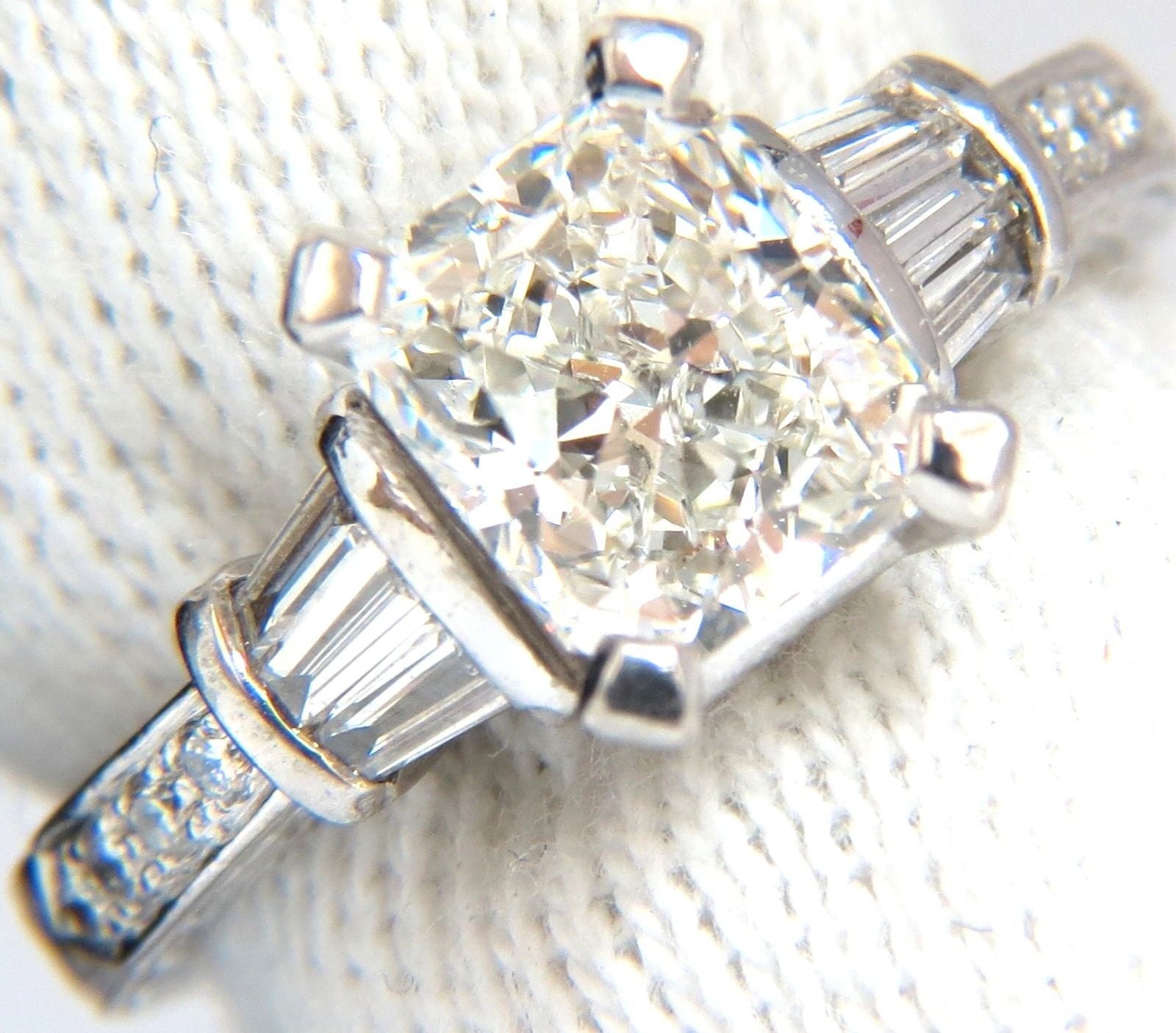 GIA Certified 2.00ct Cushion Cut Diamond Engagement Ring - G/VVS2 Platinum with Baguette Accents | Elegant Wedding, Anniversary & Special Occasion Jewelry