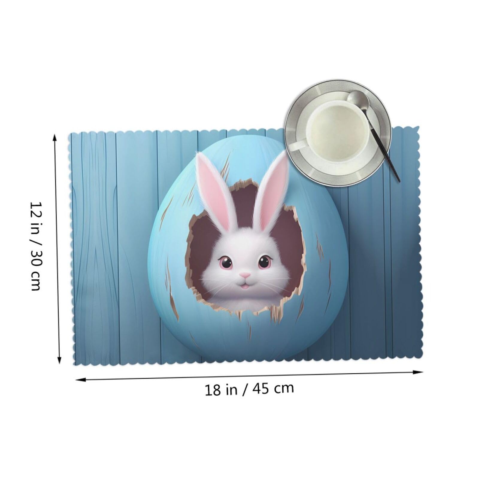 Funny Easter Bunny Cute Rabbit Eggs Placemats - Set of 4 Heat-Resistant Washable Non-Slip Table Mats for Dining - 12x18 Inches - Perfect for Easter Brunch, Spring Decorations & Holiday Table Settings