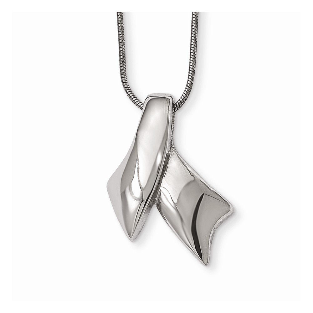 Stainless Steel Awareness Ribbon Pendant Necklace - 20