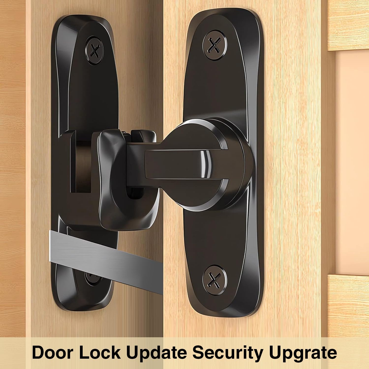 90/180 Degree Zinc Alloy Barn Door Lock Latch - Heavy Duty Gate Hasp for Push/Sliding/Barn Doors - Secure Right Angle Lock with Screwdriver (Black, 1Pc) - Perfect for Farmhouses, Sheds, Garages & Outdoor Gates
