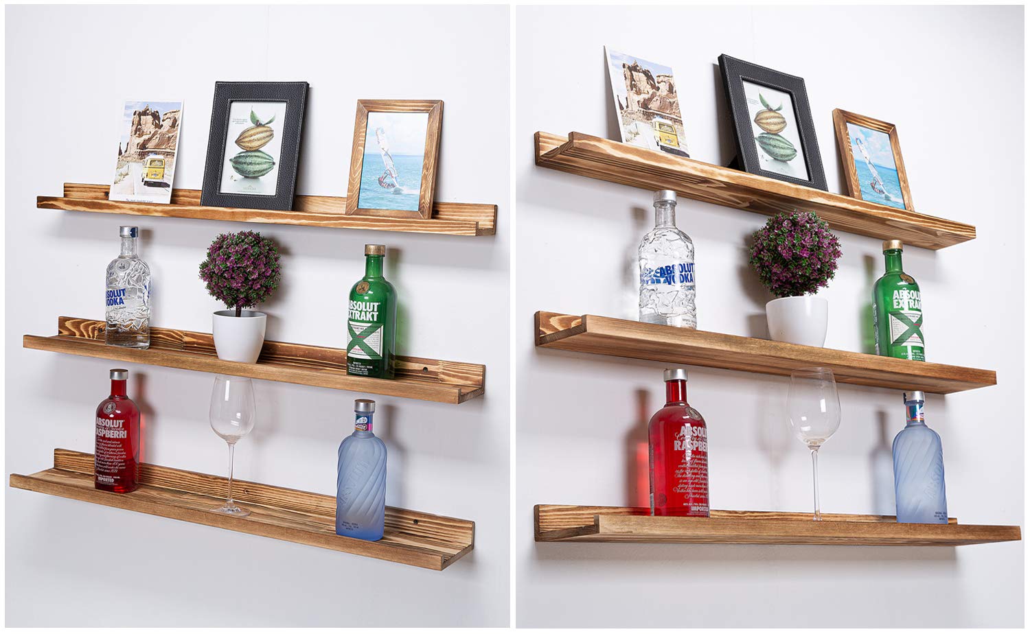 AZSKY 36 Inch Large Floating Shelves Set of 3 - Wood Wall Mounted Bookshelves & Picture Ledge for Home Decor - Perfect for Living Room, Bedroom & Office Storage
