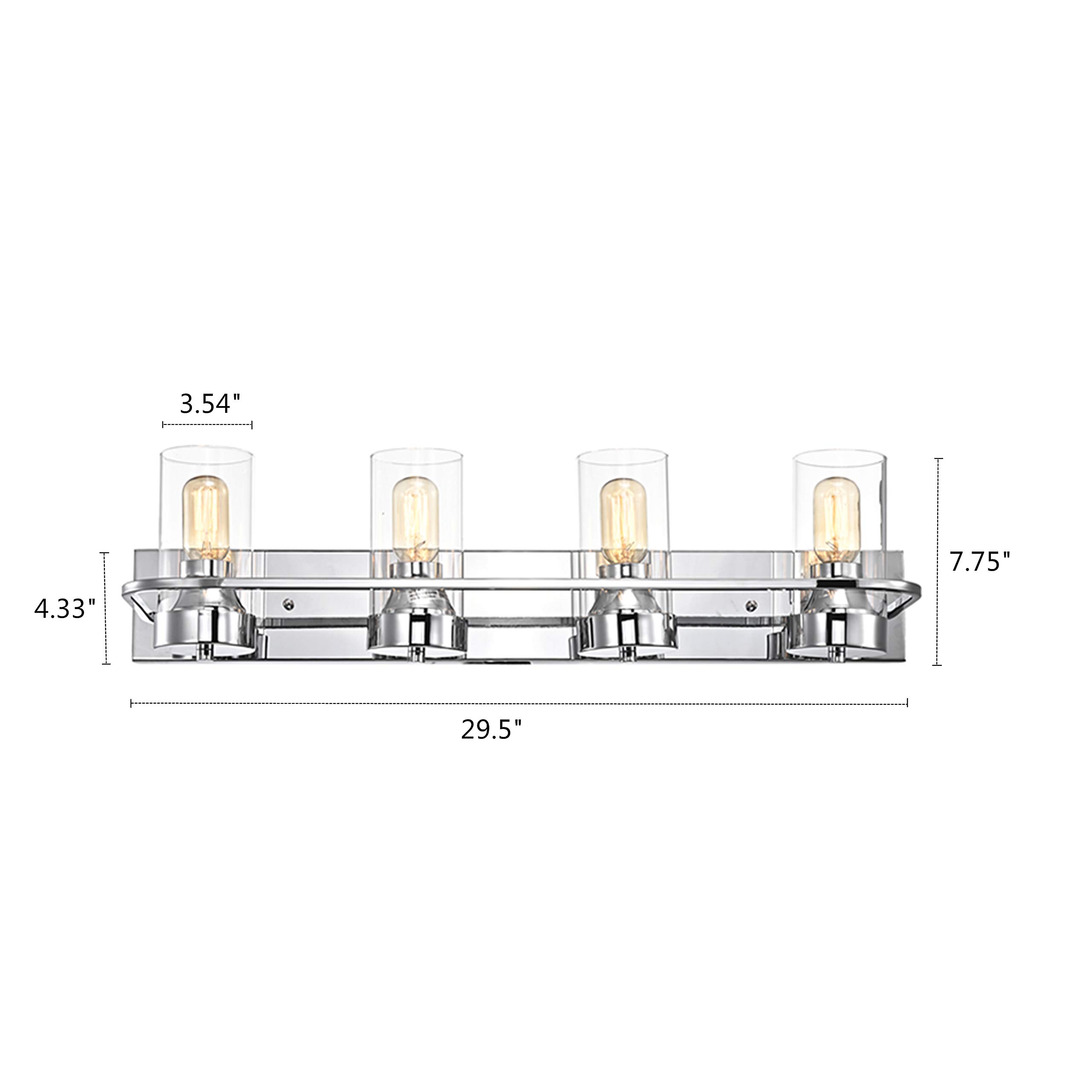 Modern 4-Light Chrome Bathroom Vanity Light Fixture 30