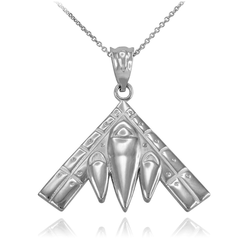 Claddagh 925 Sterling Silver Military Stealth Bomber Aircraft Charm Pendant Necklace - Irish Jewelry Gift for Men & Women, Perfect for Military Enthusiasts & Aviation Lovers