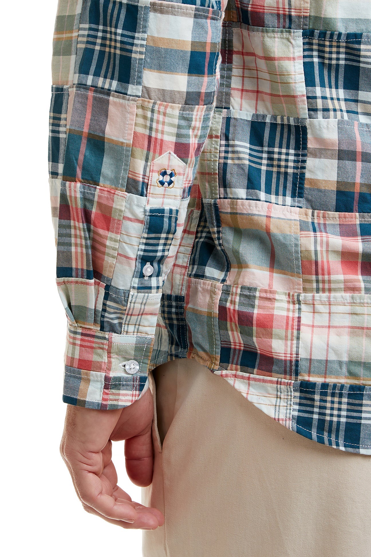 Chase Shirt Grey Lady Patch Madras - Vintage Style Button Down Shirt for Men | Perfect for Casual Wear, Summer Outfits & Beach Vacations