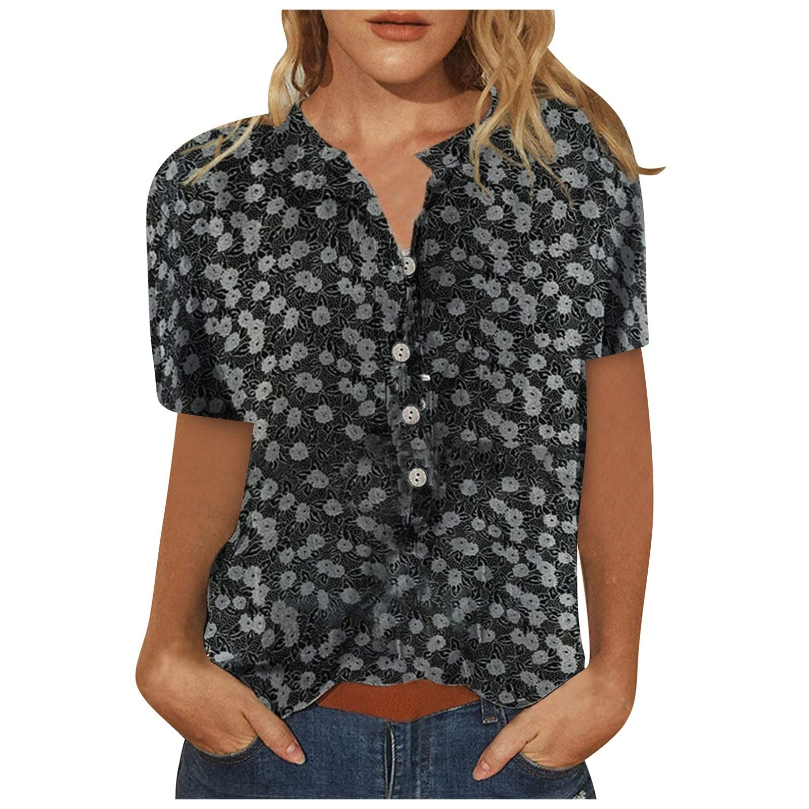 FQZWONG Women's Summer Tops 2022 - Trendy Tie Dye V-Neck Short Sleeve T-Shirt with Pocket, Casual & Dressy Graphic Tee for Going Out, Beach, Parties & Everyday Wear