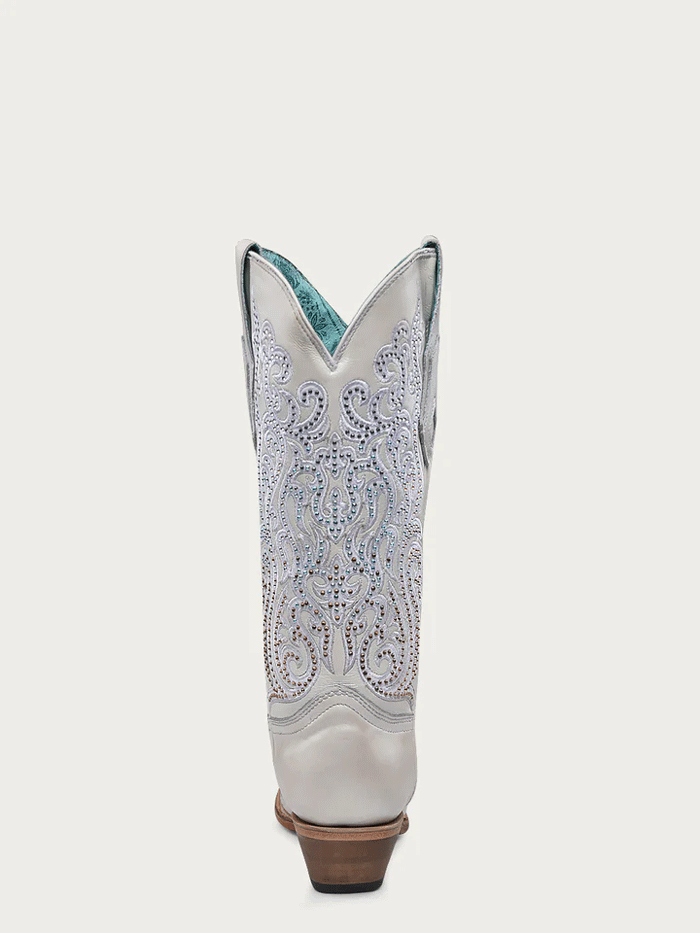 Corral C4103 Women's Western Boots with Embroidery & Crystal Overlay - White Cowgirl Boots for Rodeo, Country Dance & Casual Wear