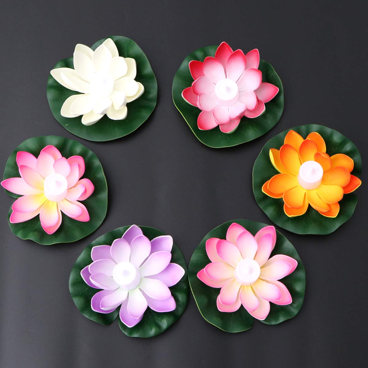 Beaupretty 6Pcs Solar LED Floating Lily Lights - Waterproof Artificial Flower Night Lamp for Pond, Pool, Garden Decor - Romantic Outdoor Lighting for Weddings, Parties & Backyard Ambiance