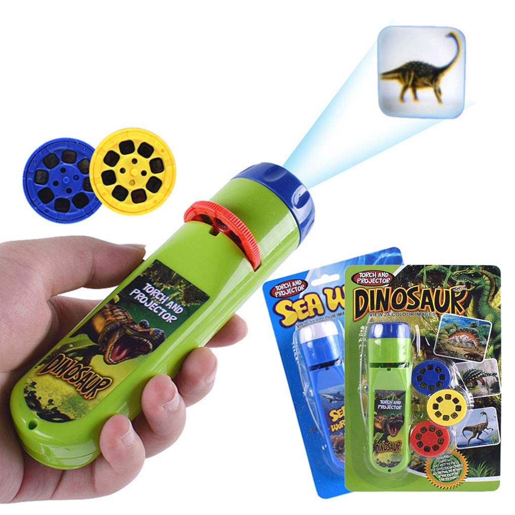 Dinosaur & Sea World Slide Projector Torch - 48 Image Educational Projection Light for Kids, Toddlers, Bedtime Stories & Learning | Night Light Flashlight for Children's Room, Camping & Sensory Play
