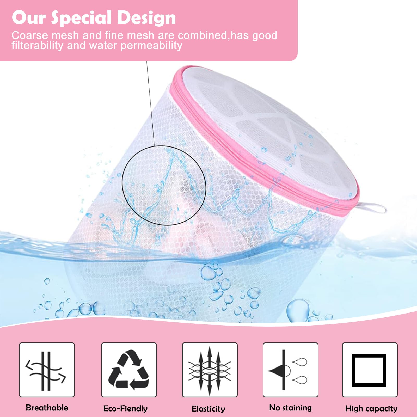 Mesh Bra Bags for Laundry - 3 Pack Delicate Wash Bags for Bras, Socks & Underwear - Machine Washable Lingerie Protector for Gentle Cycle - Perfect for Travel, Gym & Home Laundry Care
