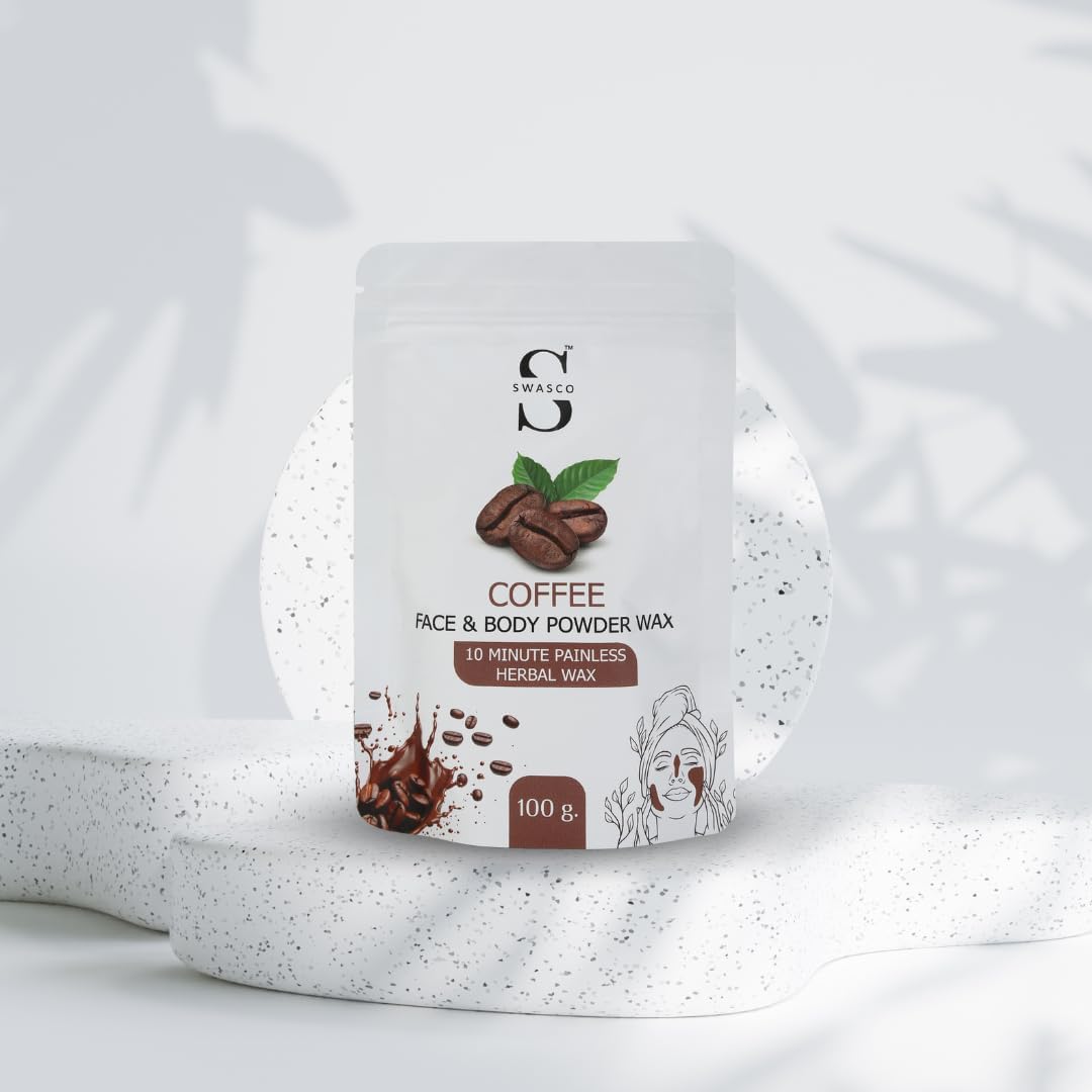 100% Natural Hair Removal Wax Powder for Face & Body | Painless Bikini Waxing Kit for Men & Women | 100g Chemical-Free Coffee Wax Powder for All Skin Types | Quick 10-Minute Full Body Hair Removal | Perfect for Home Spa, Salon Use & DIY Beauty Treatments