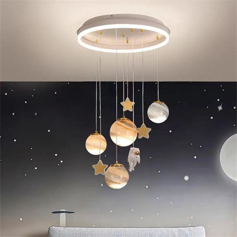 Kids Space Themed Ceiling Light - Astronaut & Galaxy Design for Bedroom & Playroom Decor - Perfect for Nursery, Kids Room & Space Enthusiasts