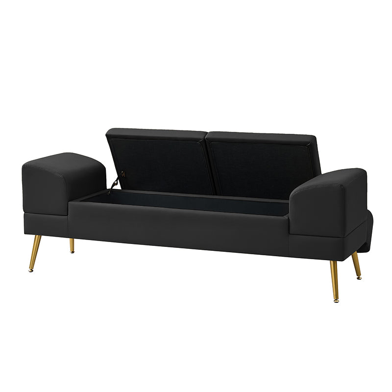 Gaston Entryway Bench - Scratch-Resistant Vegan Leather with Built-in USB Charging Port - Perfect for Hallway, Living Room & Bedroom Storage
