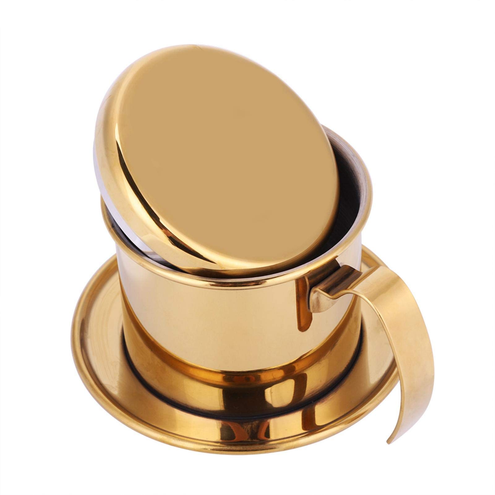 Premium Stainless Steel Vietnamese Coffee Maker - Portable Phin Filter Dripper for Authentic Vietnamese Iced Coffee - Ideal for Home, Office & Travel (Gold)