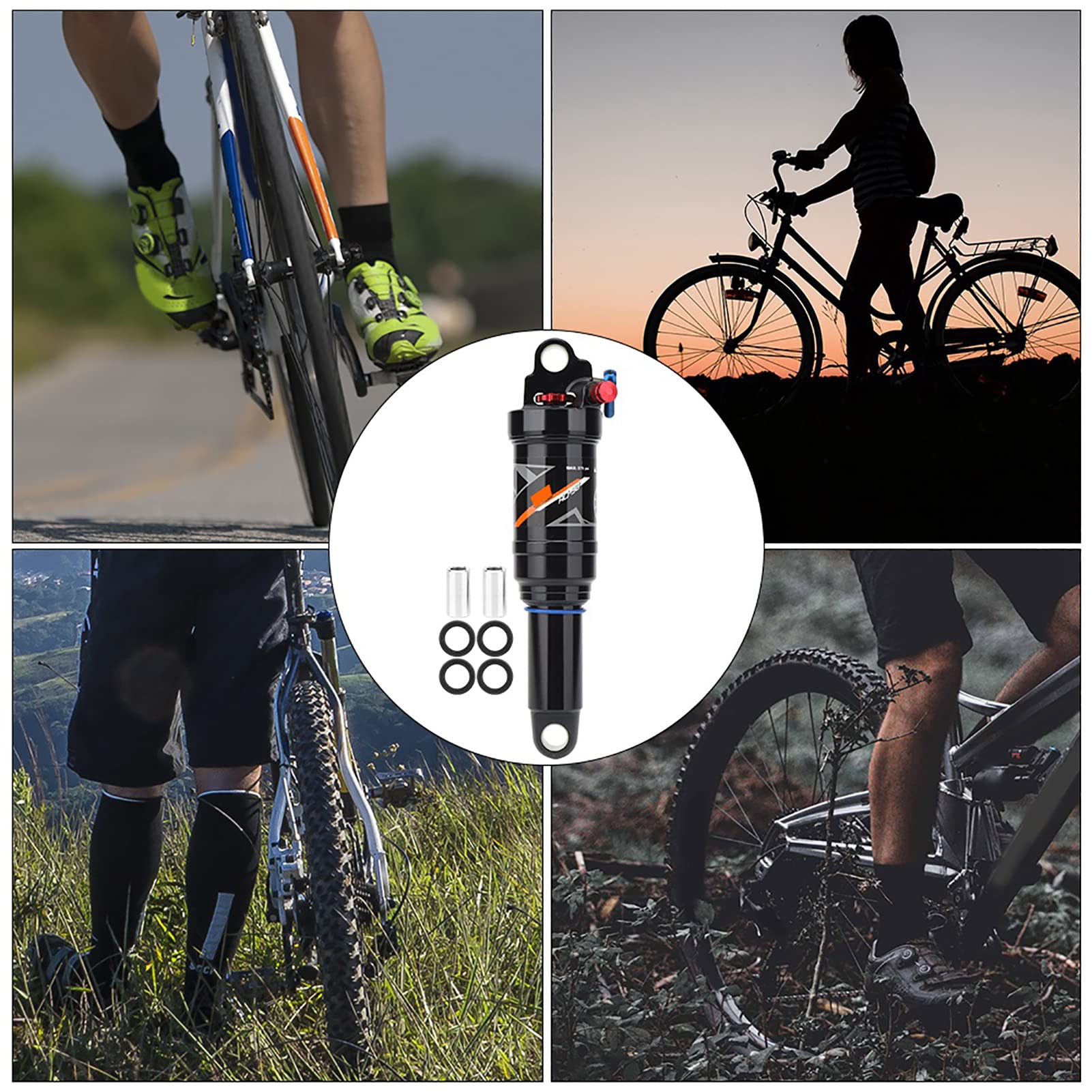 Mountain Bike Rear Shock Absorber - 190mm Air Pressure Spring Suspension for MTB, Soft Tail Frame Shock Struts, Durable Bike Accessories | Perfect for Trail Riding, Downhill & Off-Road Cycling