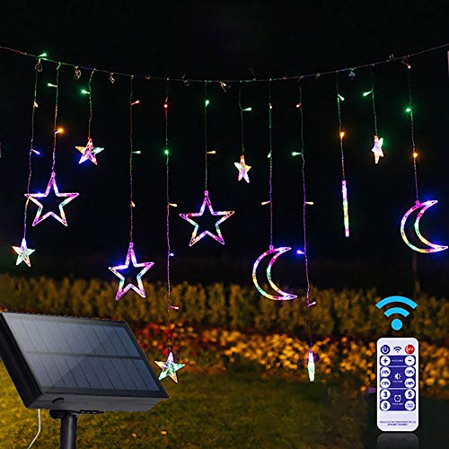 HORAVA Solar Powered Star Moon Fairy String Lights - Waterproof Outdoor Hanging Lights for Garden, Patio, Fence, Tent, Window Decoration (Multicolor) | Perfect for Weddings, Parties, and Backyard Ambiance