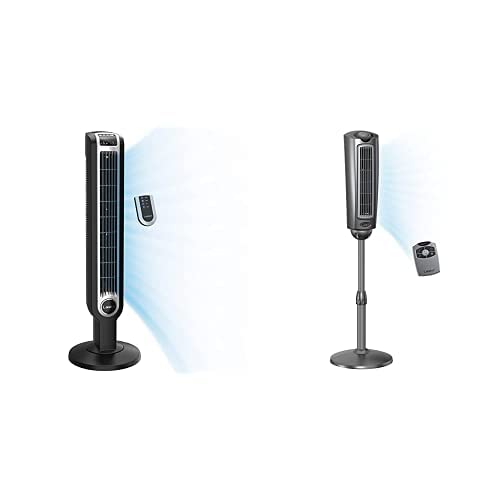Lasko 2511 & 2535 Oscillating Tower and Pedestal Fan Bundle with Remote Control - Quiet Cooling for Bedroom, Living Room & Office