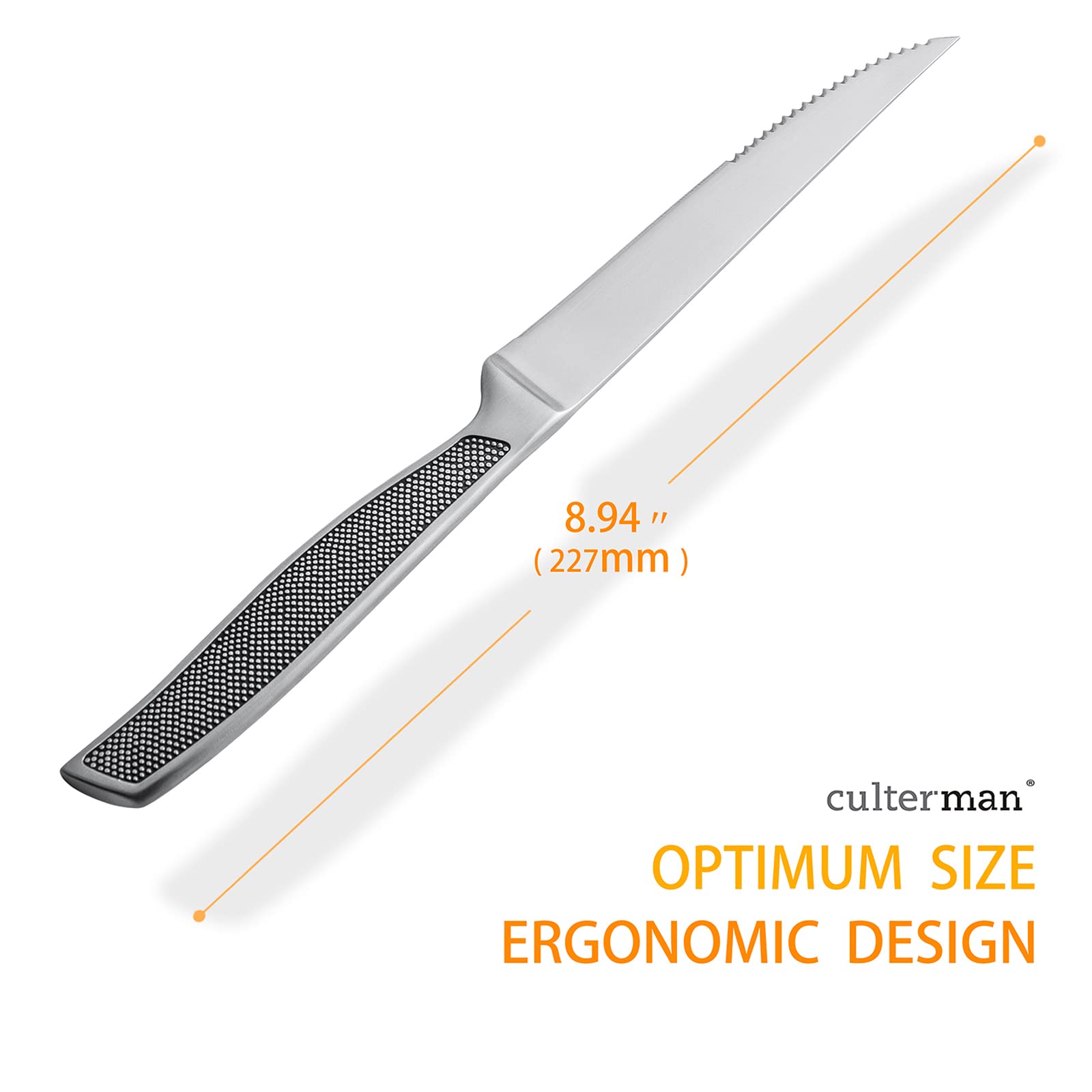 Premium Serrated Steak Knives Set of 4 - Stainless Steel Blades with Matte Finish, Dishwasher Safe & Ergonomic Non-Slip Handles - Perfect for Steak Dinners, BBQ Parties & Everyday Kitchen Use