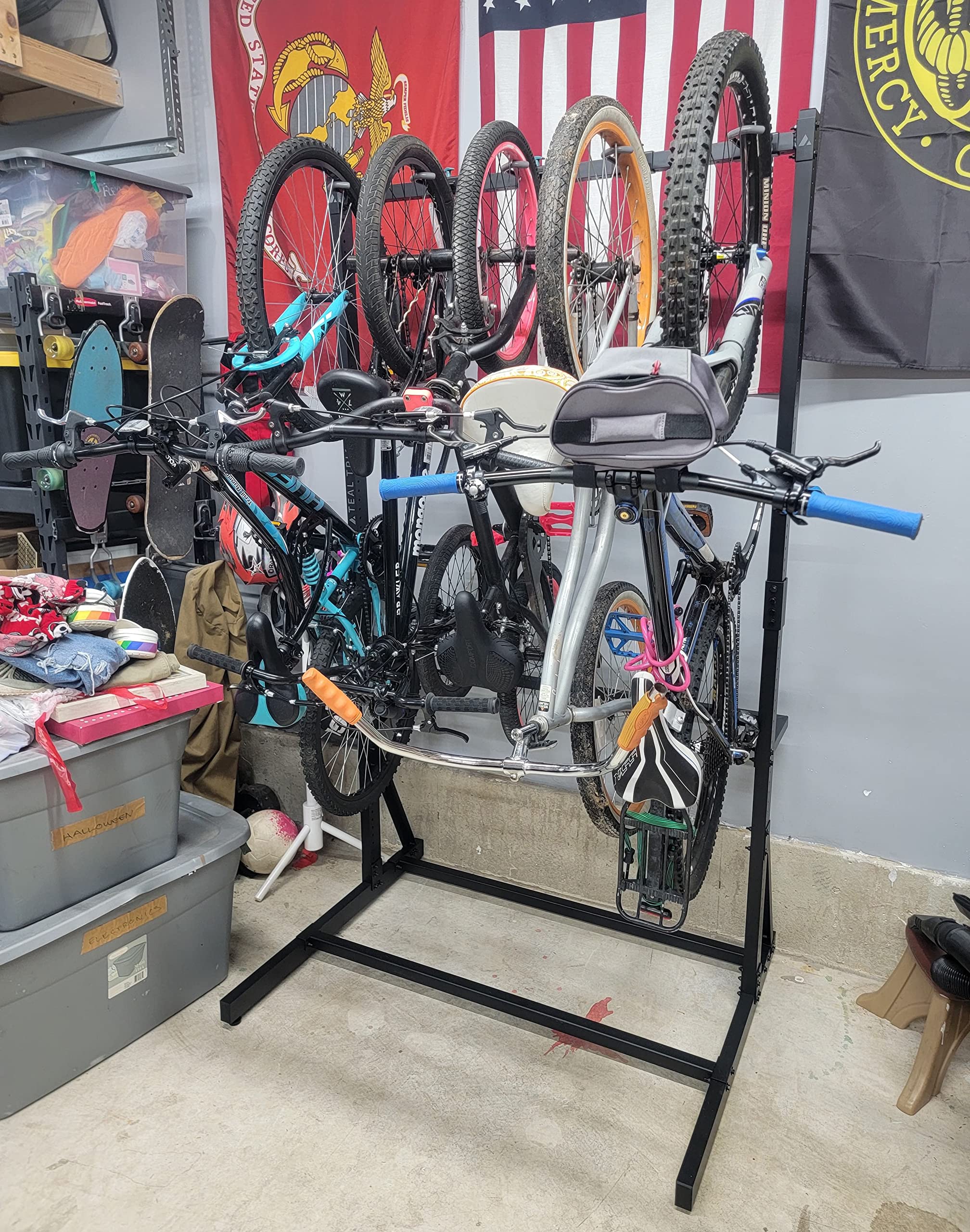 Original G-Bike Teal Triangle Freestanding 5-Bike Storage Rack - Heavy Duty Indoor Garage Floor Stand Bicycle Organizer for Home, Apartment & Cycling Enthusiasts - Perfect Space-Saving Bike Parking Solution