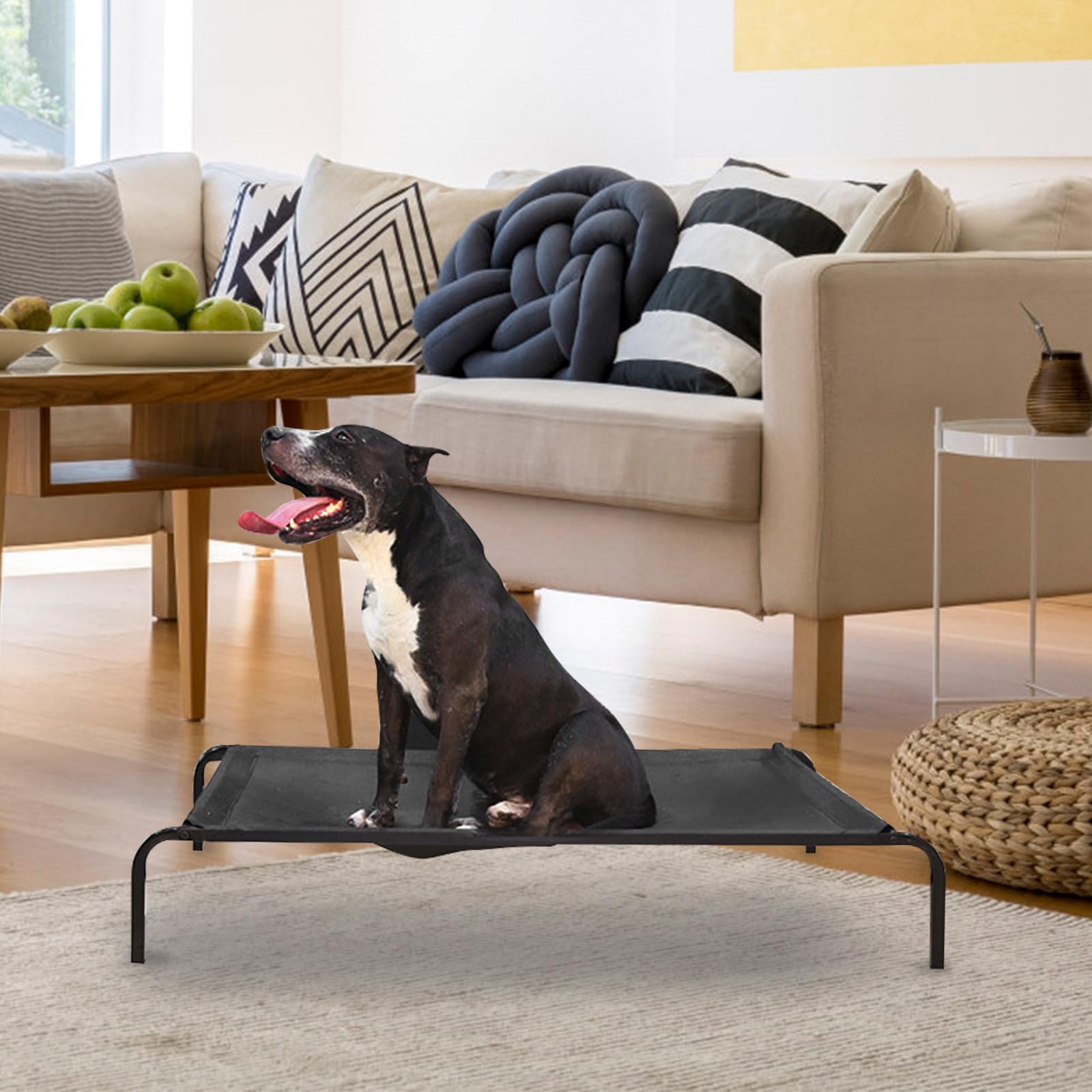 Breathable Elevated Pet Hammock Bed - Detachable Mesh Cat & Dog Lounge Bed with High Footed Design - Perfect for Indoor, Outdoor, Camping & Travel Use