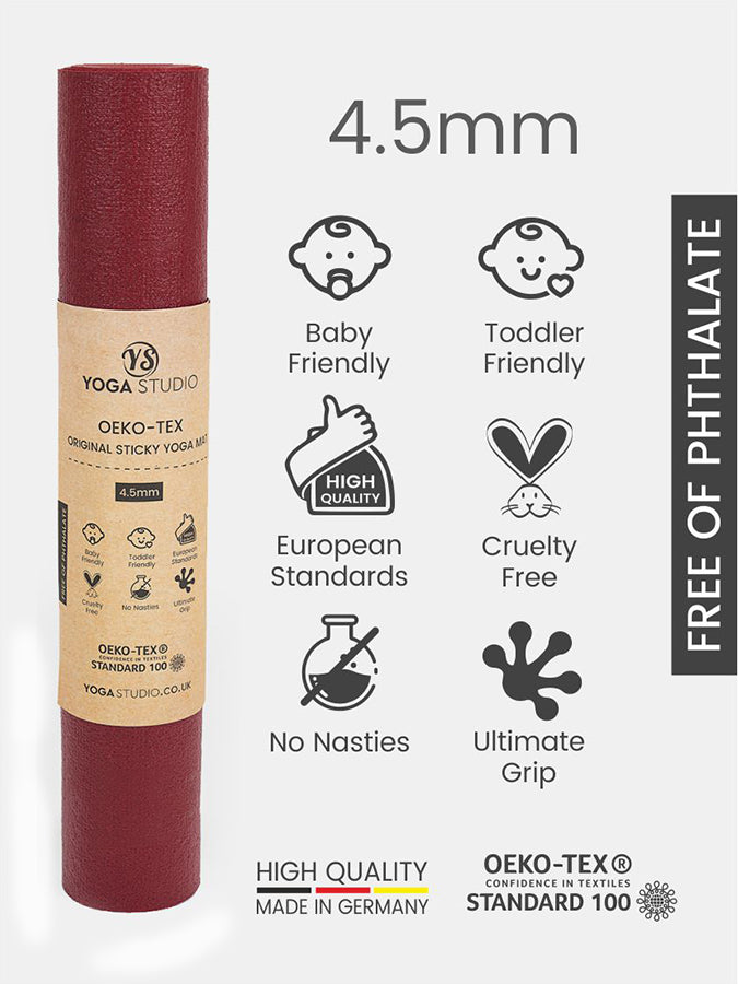 Premium Non-Slip Yoga Mat 4.5mm Thick - OEKO-TEX Certified, Eyelet for Hanging - Perfect for Hot Yoga, Pilates & Home Workouts