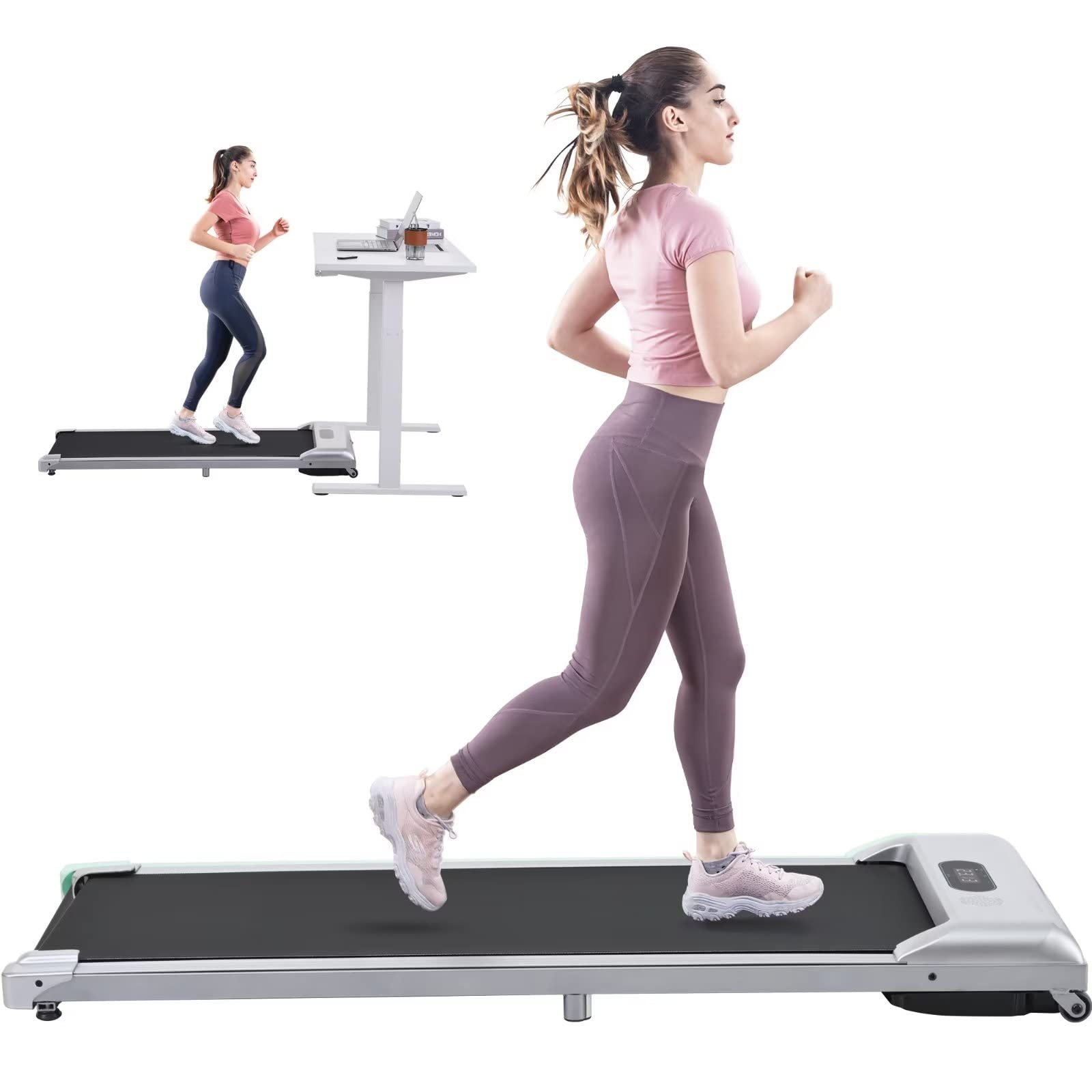 Under Desk Treadmill with Bluetooth Speaker - 3-in-1 Portable Walking Pad, No Installation Required, 300 lbs Weight Capacity for Home & Office Use - Perfect for Workouts, Walking While Working, or Home Gym Fitness