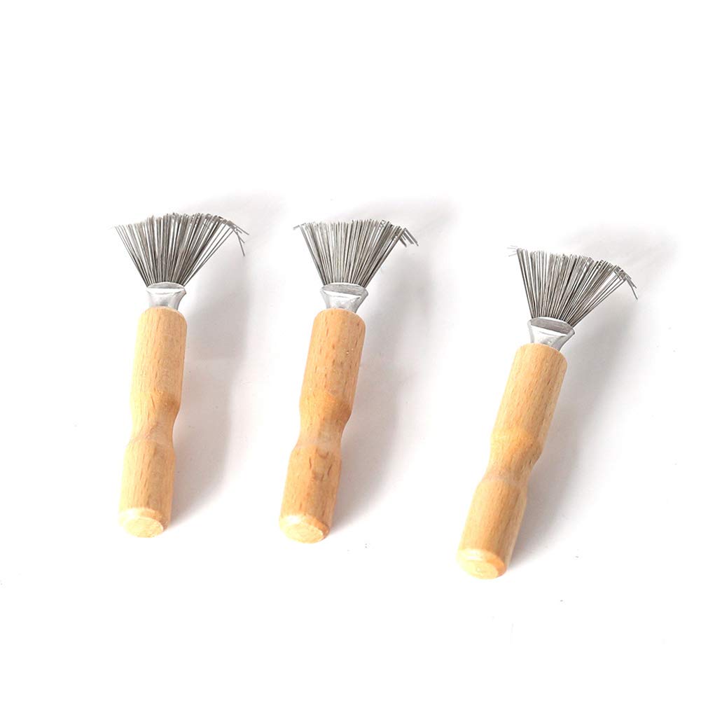 Wooden Handle Hair Brush Cleaner - Mini Hair Dirt Remover Comb for Home & Salon Use - Perfect for Detangling, Removing Lint & Maintaining Hair Tools