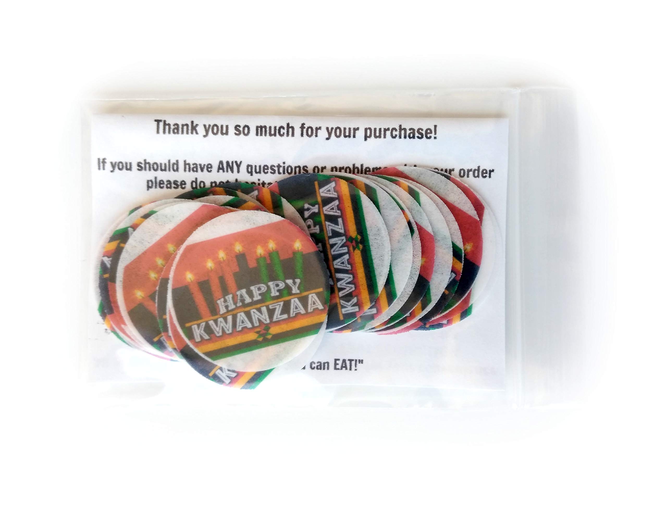 Happy Kwanzaa Candles Christmas Holiday Wafer Paper Cake Toppers 1.5 Inch - 24 Pack for Decorating Cookies, Cakes, Cupcakes & Desserts - Perfect for Holiday Baking, Party Decorations and Festive Celebrations