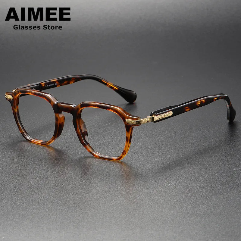 Stylish Aimee Unisex Full Rim Irregular Oval Titanium Acetate Eyeglasses Frame 985855 - Lightweight & Durable for Work, Reading & Everyday Wear