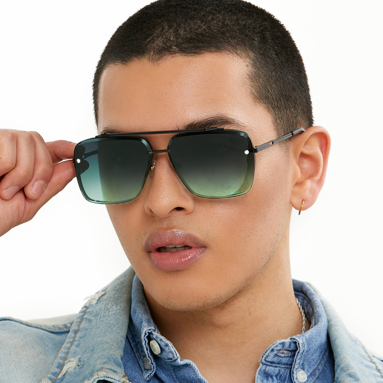 Bella Dark Green Oversized Square Aviator Sunglasses for Women - Trendy Retro UV Protection Shades for Driving, Beach & Outdoor Fashion