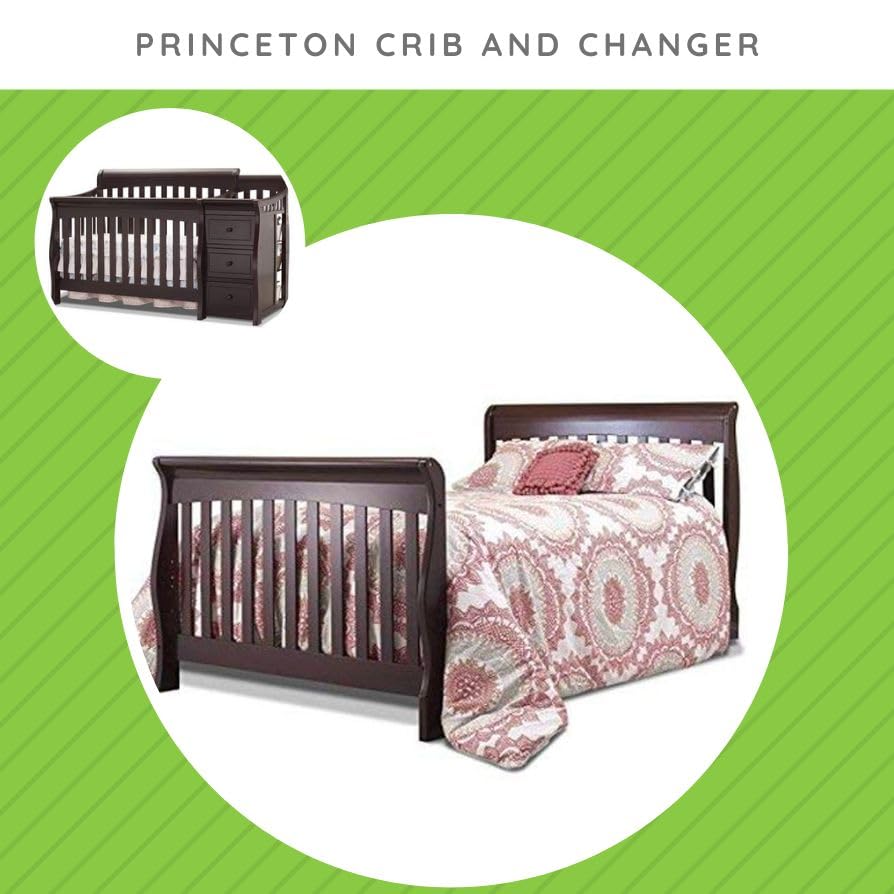 Full Size Conversion Kit Bed Rails for Sorelle Crib & Changer Combos - Espresso Finish, Princeton Model #1050 - Safe Toddler Bed Transition for Nursery & Daycare Use
