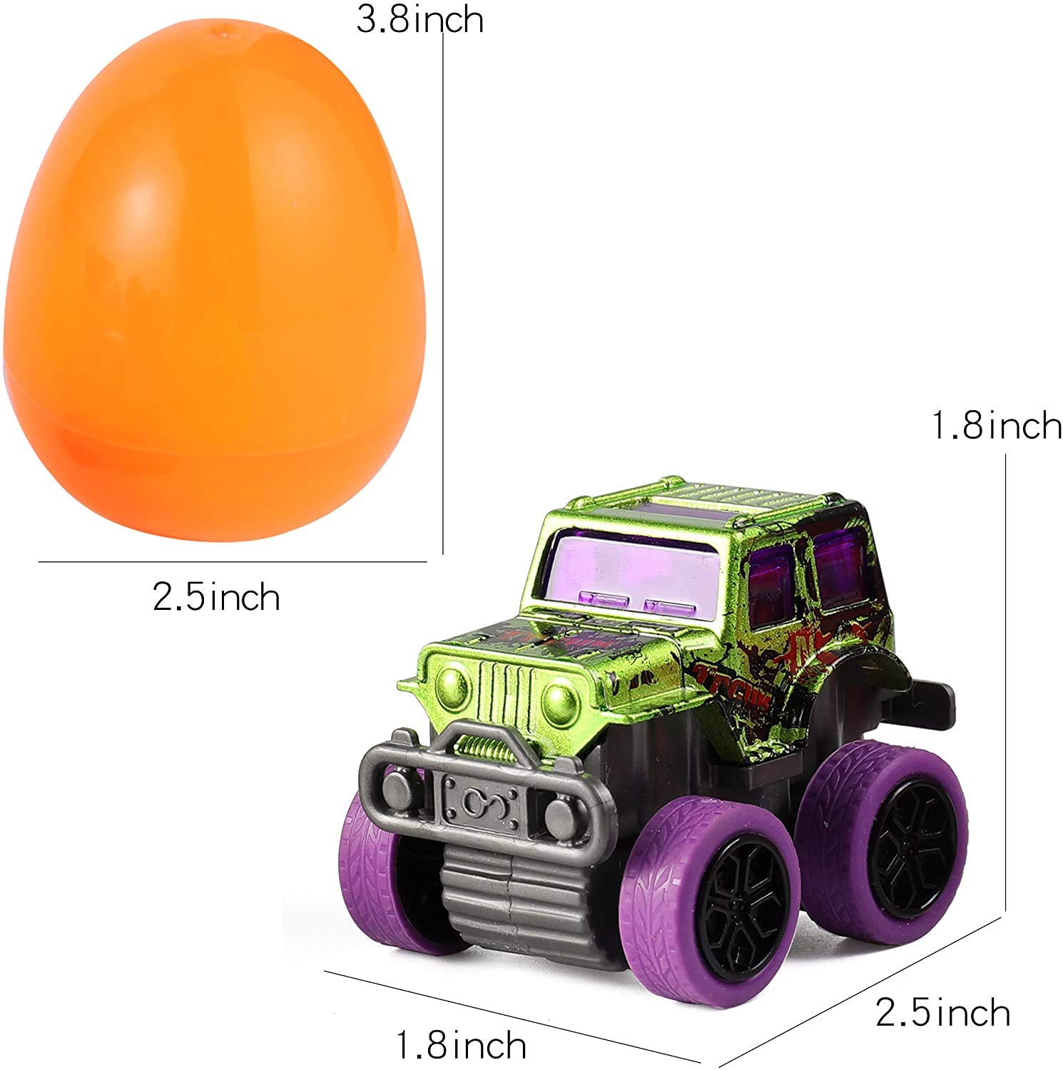 JOYIN 12-Piece Easter Egg Set with Pull-Back Monster Trucks - Fun Easter Basket Stuffers, Egg Hunt Prizes & Classroom Rewards for Kids - Perfect for Easter Parties, School Events & Holiday Gift Giving
