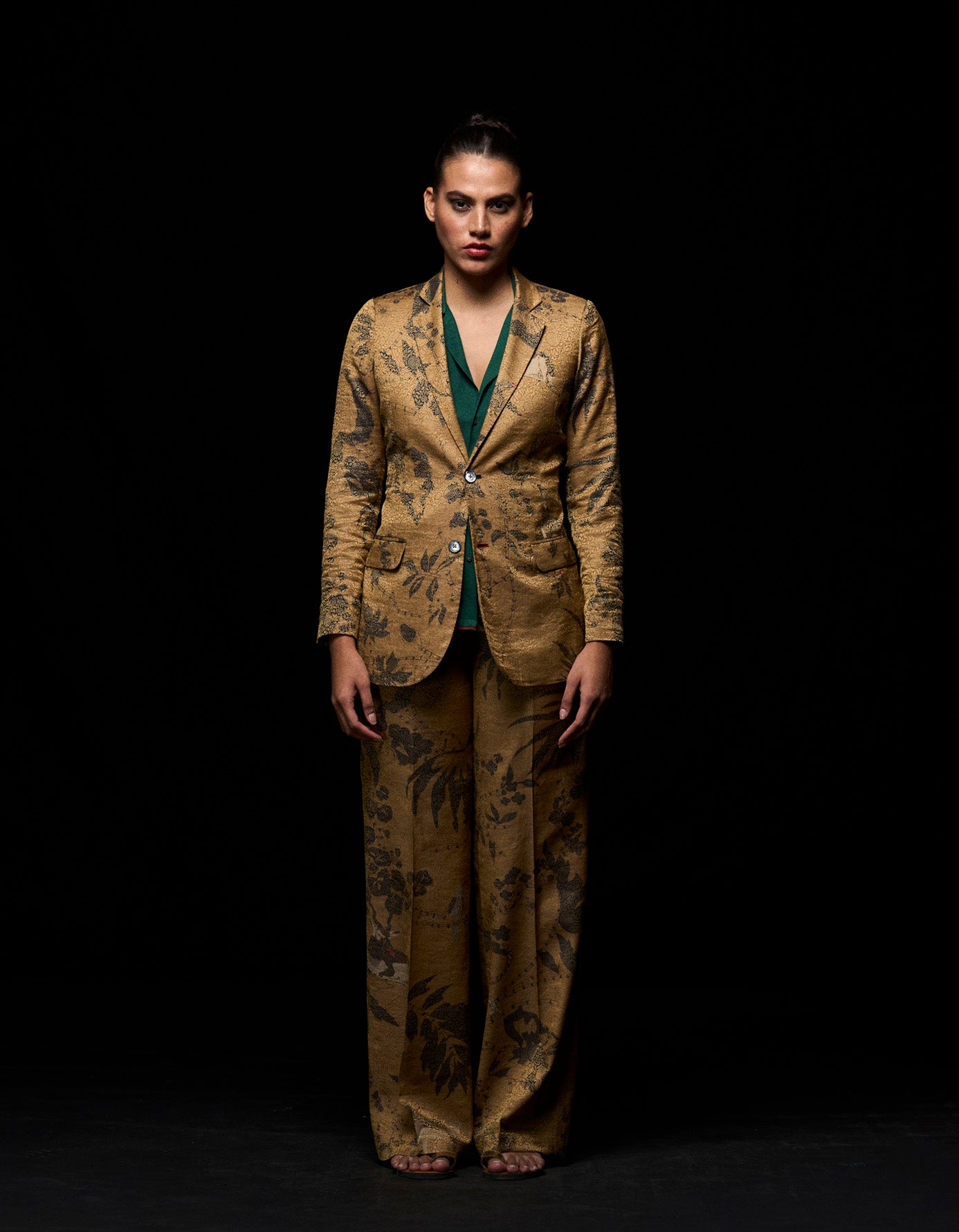 Rana Blazer - Elegant Muga Brocade Jacket in Beige | Perfect for Office Wear, Business Meetings & Formal Occasions
